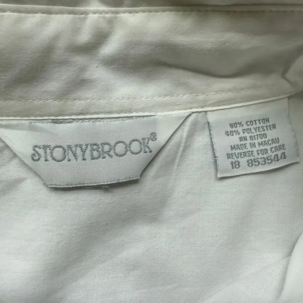 Stonybrook White Western Shirt Embroidered Aztec Design Women 18